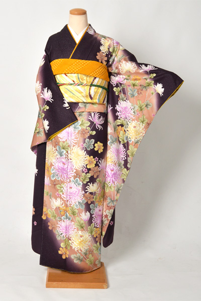 振袖【茄子紺/糸菊】