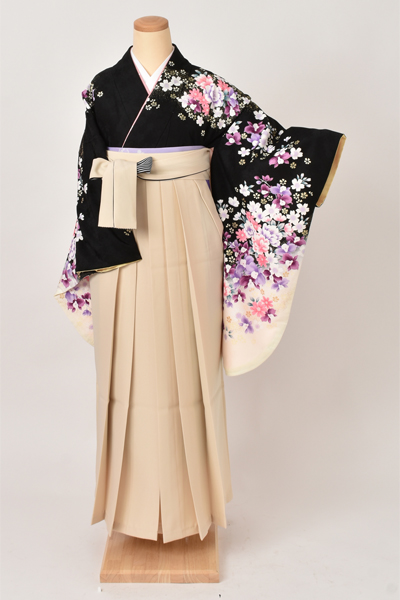 卒業袴［桜とカトレア×無地］