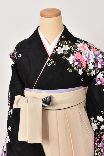 卒業袴［桜とカトレア×無地］