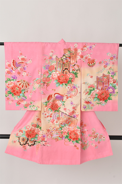 お宮参り(桃色地・御所車)