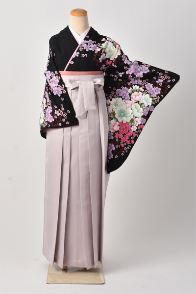 卒業袴[黒地に百花繚乱]