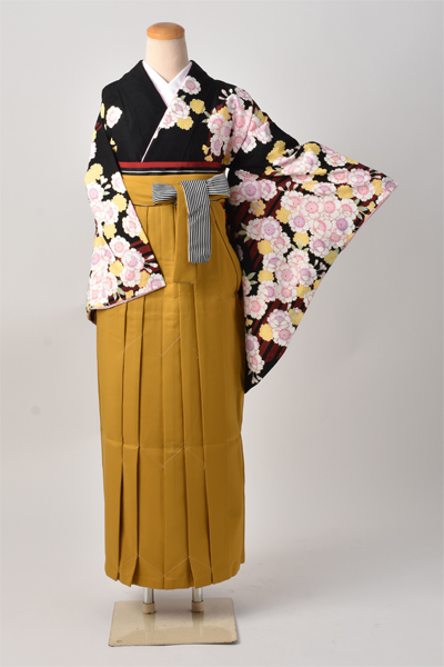 卒業袴[黒×エンジに桜]