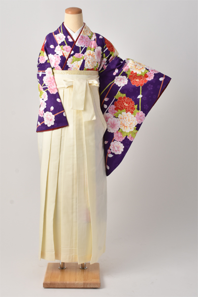 卒業袴[紫地に花]