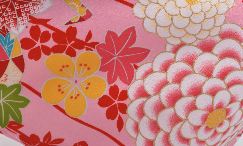 ジュニア袴【卒園式・女児／ピンク・大輪菊に折り鶴】