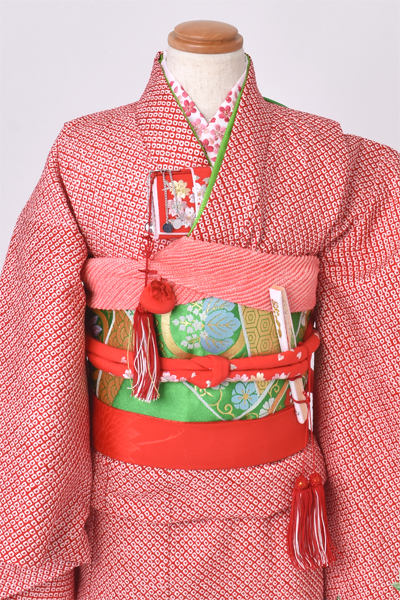 七歳祝着【赤・総絞り絞り・刺繍】