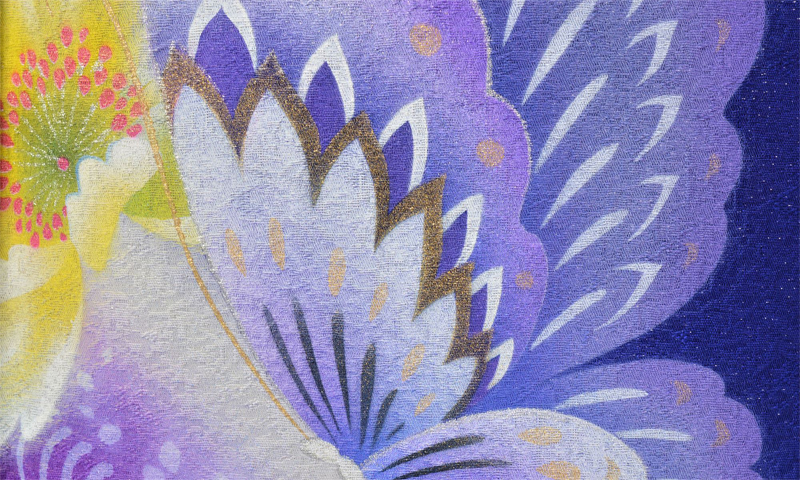 振袖［青藍色に花と蝶］