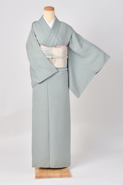 色無地（灰緑色）[一つ紋]