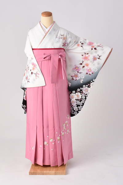 卒業袴[白地に花々]