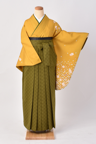 卒業袴[からし色地に桜]