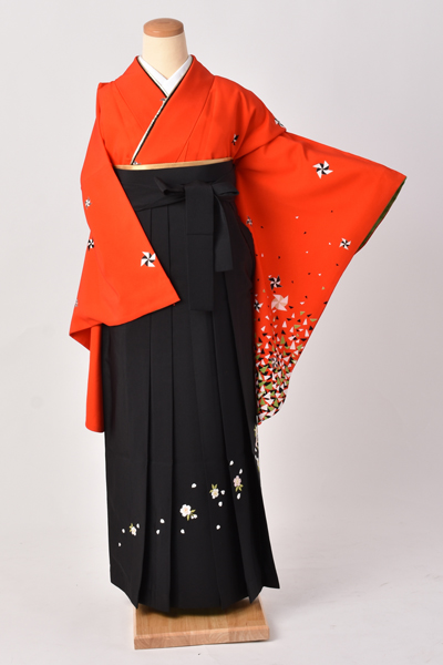 卒業袴[朱赤に風車]