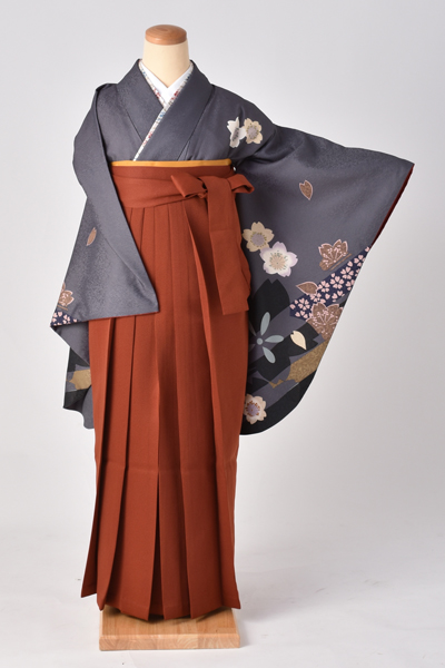 卒業袴[墨色地に桜]
