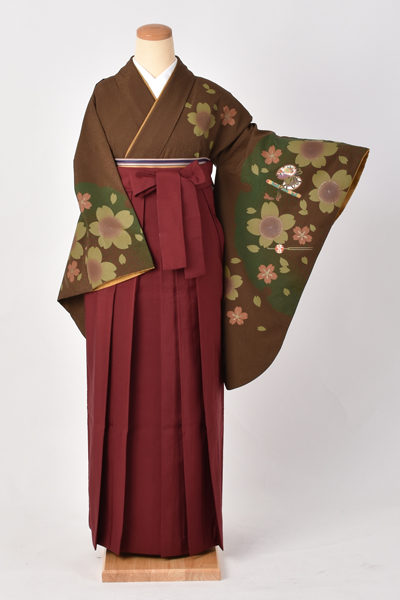 卒業袴[茶色地に桜]