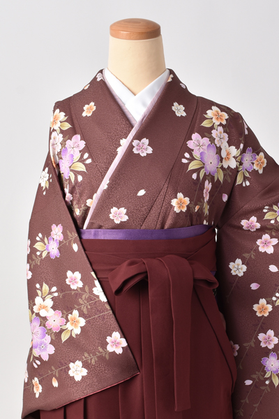 卒業袴[チョコレート色地に枝垂れ桜]