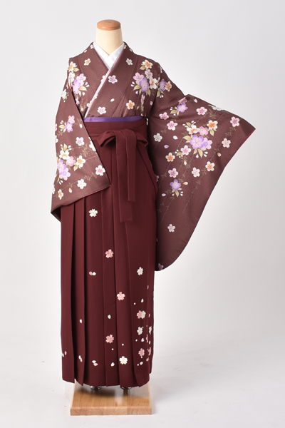 卒業袴[チョコレート色地に枝垂れ桜]