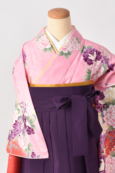 卒業袴[ピンク地に花々]