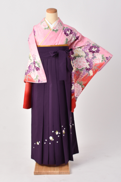 卒業袴[ピンク地に花々]