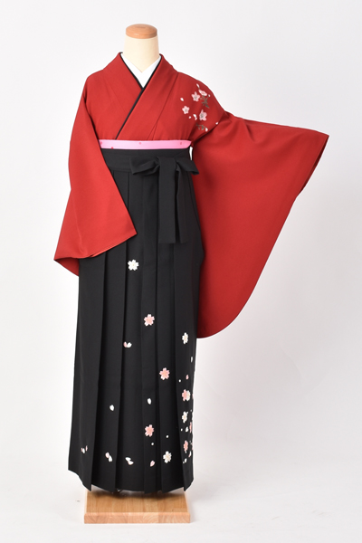 卒業袴[紅色地に桜]