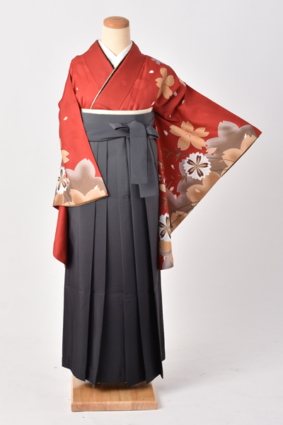 卒業袴[茜色に桜]