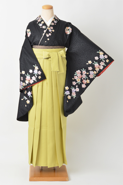 卒業袴｛黒地/加賀紋］