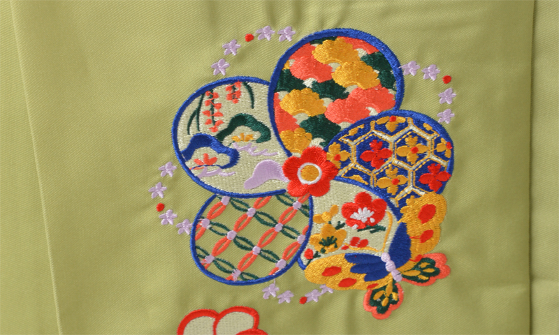 卒業袴［黄緑色/洒落紋］