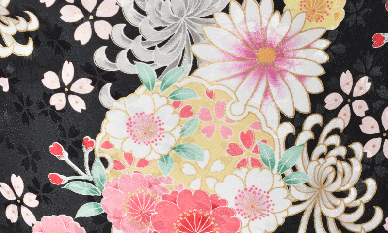 卒業袴［黒地/花模様］