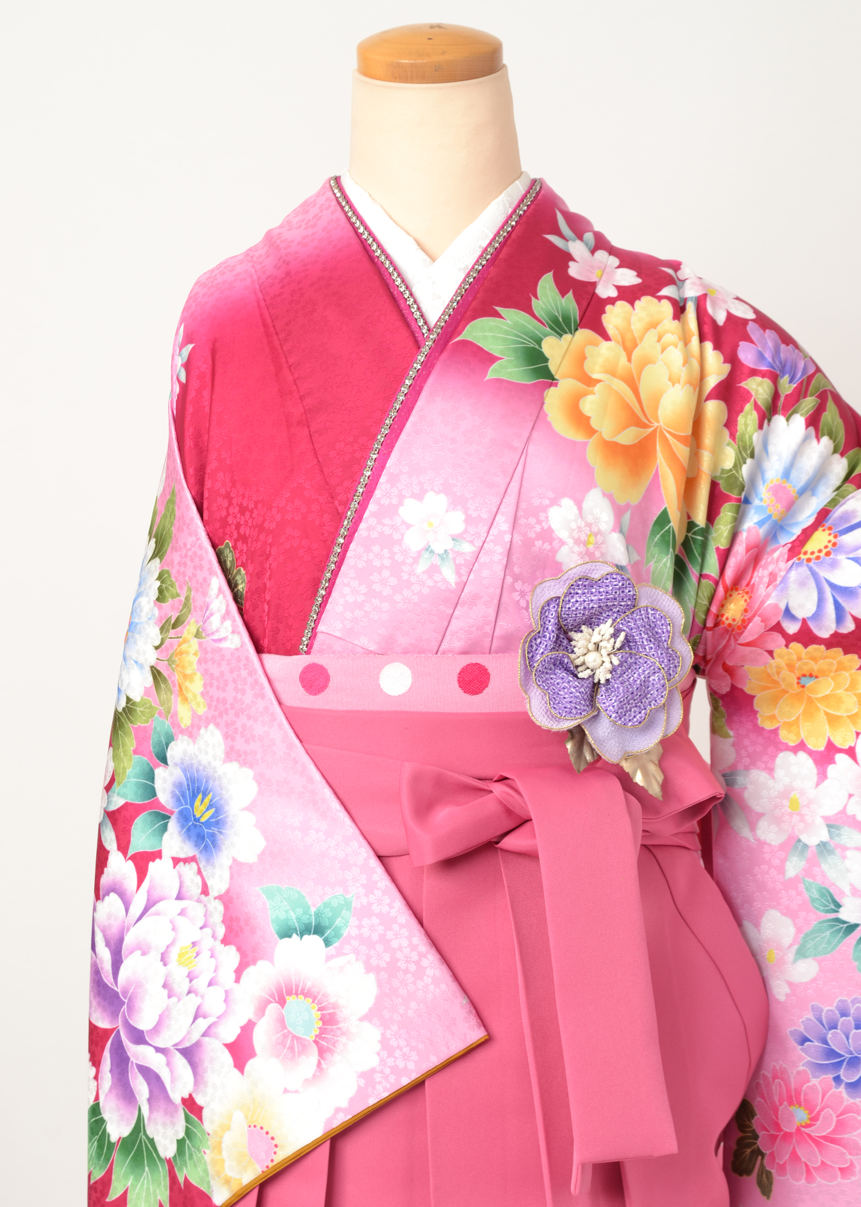 卒業袴［牡丹色地に牡丹模様］