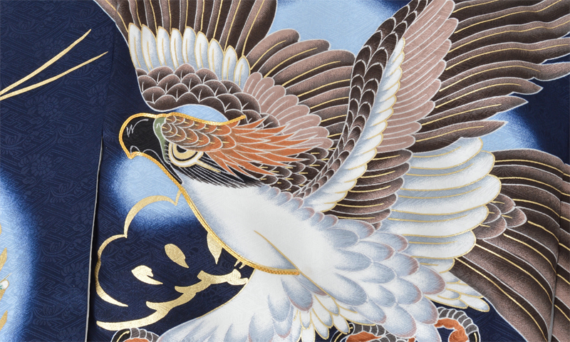 お宮参り［男児・濃紺地に鷹］