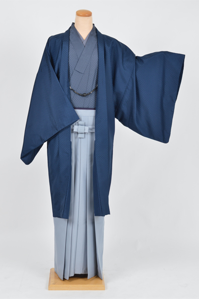 化繊アンサンブル(紺・グレー)袴付き