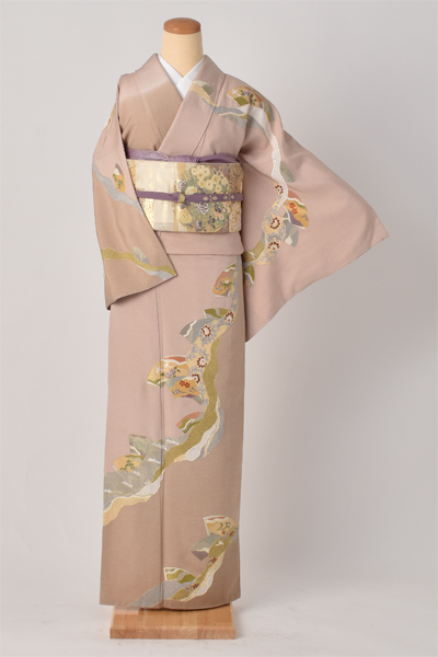 訪問着【セピアカラーの先染め訪問着】