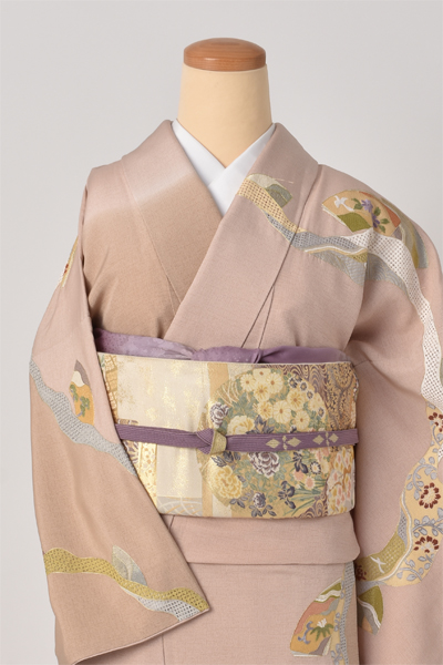 訪問着【セピアカラーの先染め訪問着】