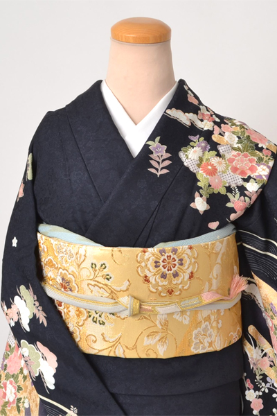 訪問着［京友禅・墨色の花模様］
