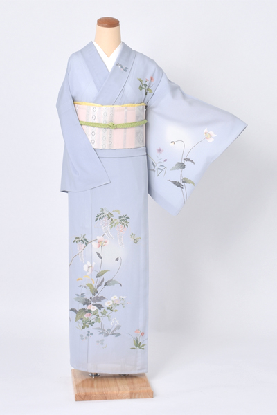 夏物〔水色地に草花柄〕