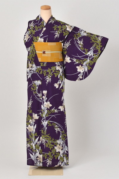 浴衣[着物風・紫水仙]
