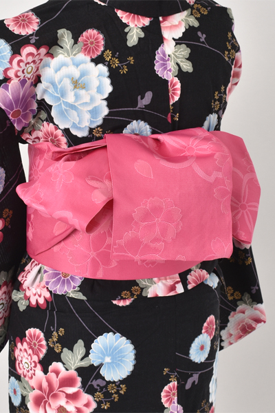 浴衣[黒地・菊トールサイズ]