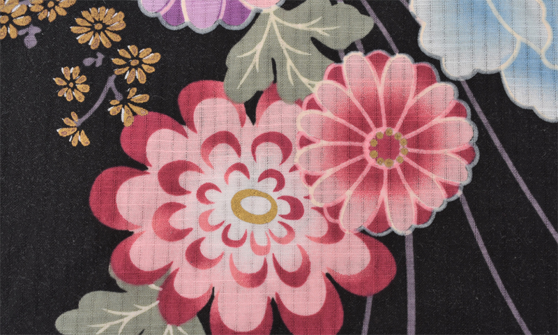 浴衣[黒地・菊トールサイズ]