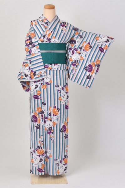 浴衣[縦縞・橘]