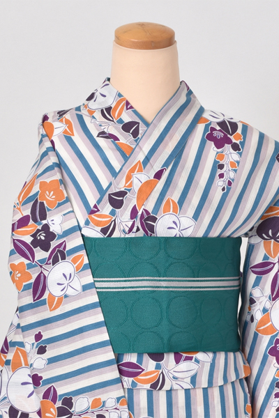 浴衣[縦縞・橘]