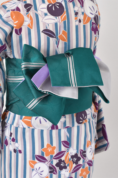 浴衣[縦縞・橘]