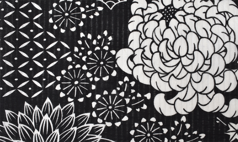 浴衣[着物風・黒菊模様]