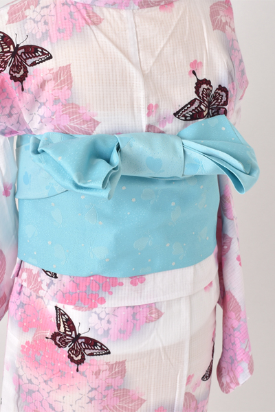 浴衣[ピンク・紫陽花・蝶々]