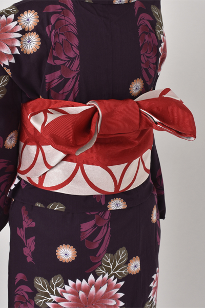 浴衣[着物風・紫・菊]