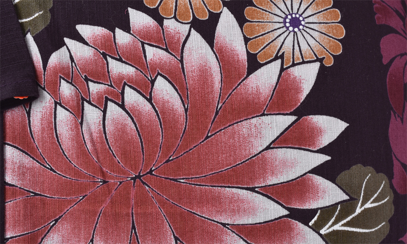 浴衣[着物風・紫・菊]