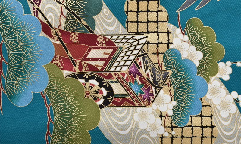 お宮参り　男児【ターコイズブルー地に鷹】