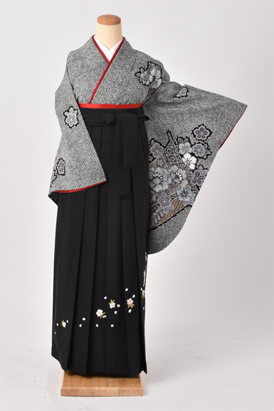 卒業袴[黒地・総絞り染め]