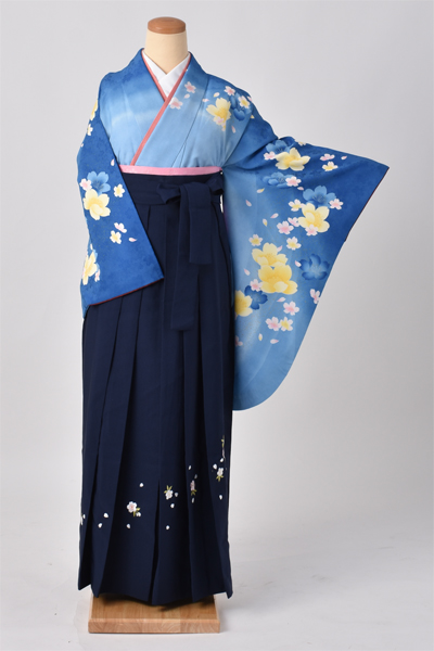 卒業袴[鮮やかなブルーに桜]