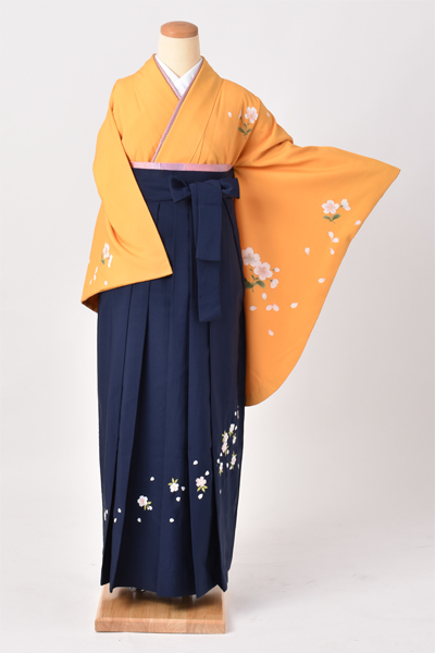 卒業袴[山吹色に桜]