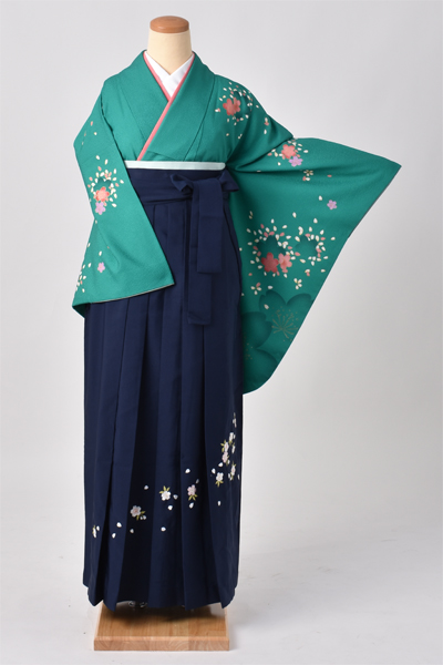卒業袴[エメラルドグリーンに桜]