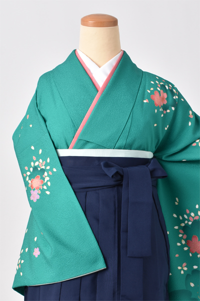卒業袴[エメラルドグリーンに桜]