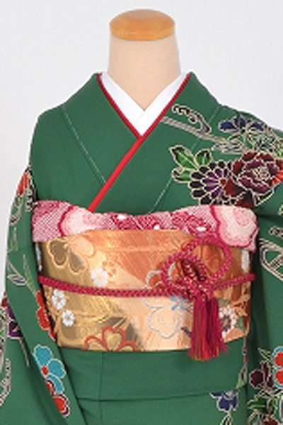 振袖(目にも鮮やかな紅型・深緑色)