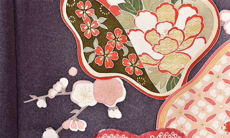 引き着 (小豆色地・松と梅)